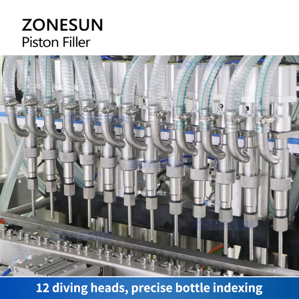 ZONESUN Automatic Piston Filler 12 Heads Thick Paste Filling Machine Servo Pump ZS-YT12T-12PX