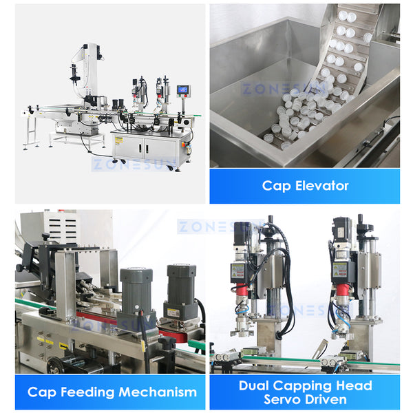 ZONESUN Rotor Pump Meat Sauce Paste Filling And Capping Machine Production Line ZS-FAL180B5