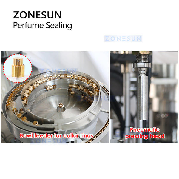 ZONESUN ZS-YG11V Automatic Perfume Bottle Crimping Machine with Cap Feeder