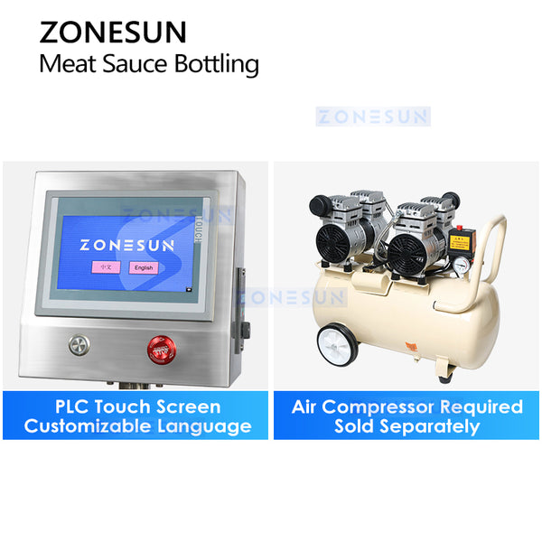 ZONESUN Rotor Pump Meat Sauce Paste Filling And Capping Machine Production Line ZS-FAL180B5