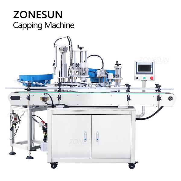 ZONESUN  4 in 1 Round Bottle Filling Capping Machine with Cap Feeder ZS-AFC8