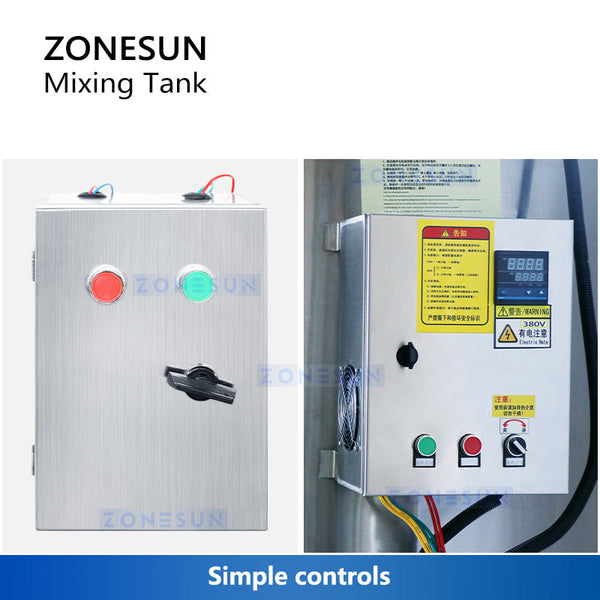 ZONESUN 100L Mixing Tank With Agitator Stirring Blending Vessel Emulsifier ZS-MB100L