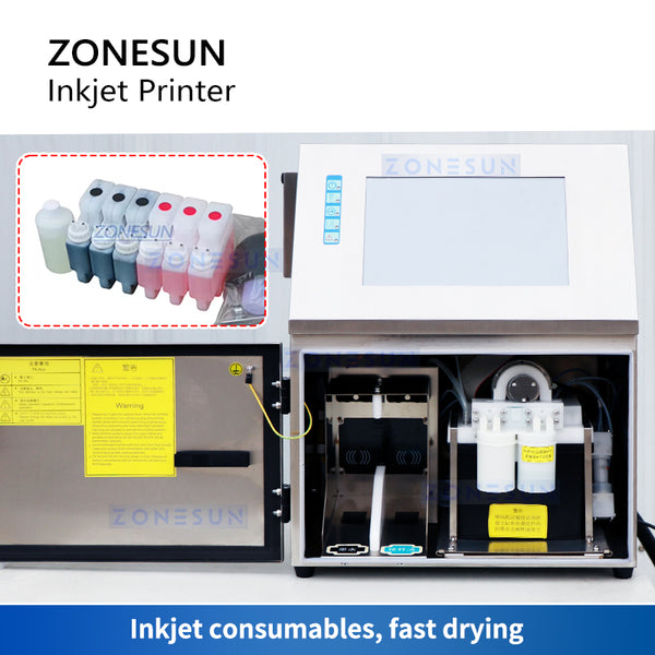 ZONESUN ZS-TIP15 Tabletop Multilingual Inkjet Bottle Date Coding Machine