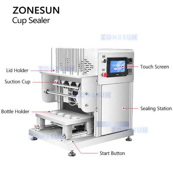 Zonesun ZS-FK4D Semi Automatic Cup Sealing Machine Yogurt Cup Sealer