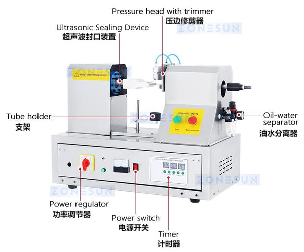 ZONESUN Ultrasonic Plastic Tube Sealing Machine Soft Hose Sealer ZS-QDFW125S