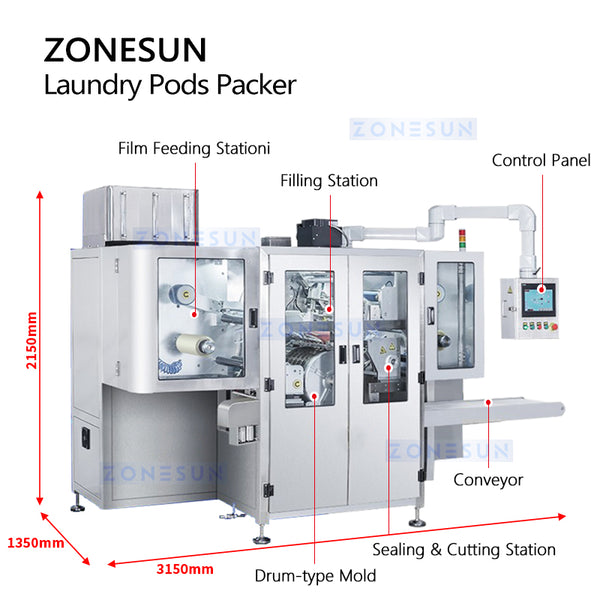 ZONESUN Automatic Laundry Pods Paker Washing Pods Water Soluble Packaging Equipment ZS-NZC350