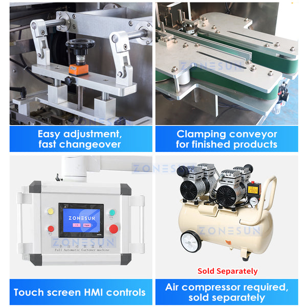 ZONESUN Automatic Cartoner Carton Folder Gluer Folding Gluing Machine ZS-ZH120 Cartoning Machine