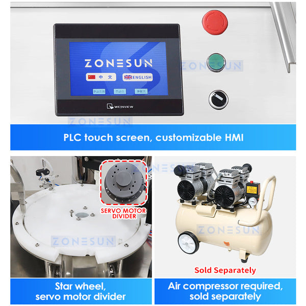 ZONESUN ZS-AFC7C Perfume Sample Bottle Filling Pressing Machine with Bowl Feeder