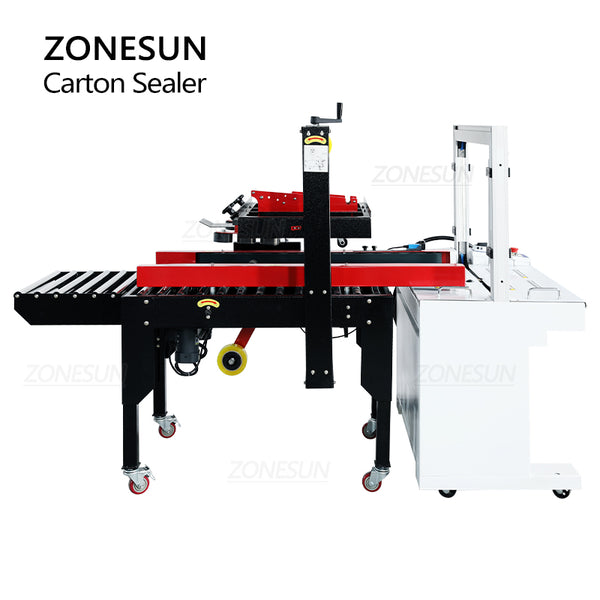 ZONESUN Automatic Carton Sealing Strapping Production Packaging Equipment Boxing System ZS-FK5050S