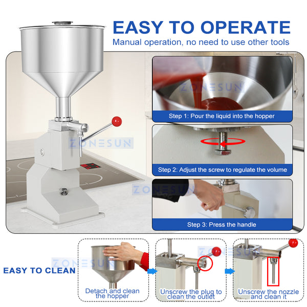 ZONESUN ZS-A03S Manual Paste Lip Gloss Honey Filling Machine