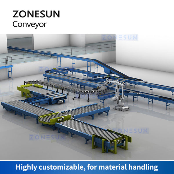 ZONESUN ZS-FCO600 Flexible Expandable Roller Conveyor O Belts