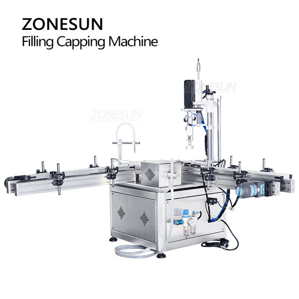 ZONESUN ZS-AFC1S Automatic Liquid Filling Capping Machine with Turntable Conveyor Magnetic Pump