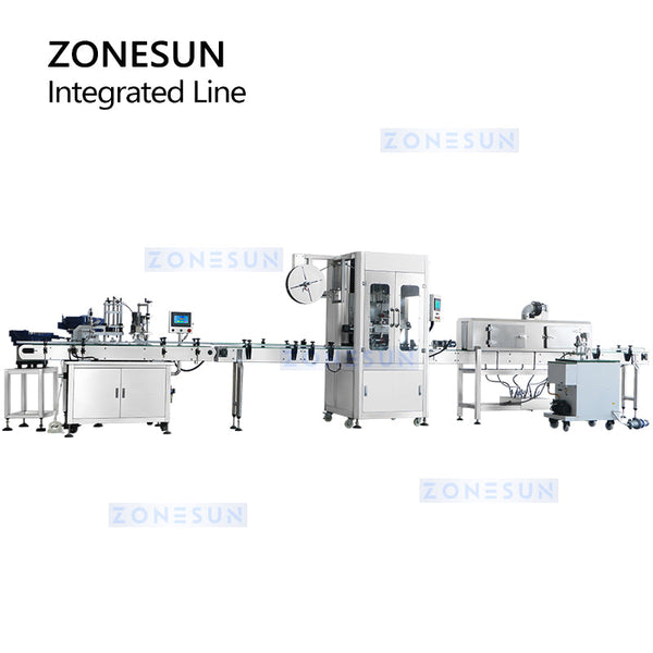 ZONESUN ZS-STB150R Automatic Magnetic Pump Liquid Filling Capping Sleeve Lableling Shrinking Production Line