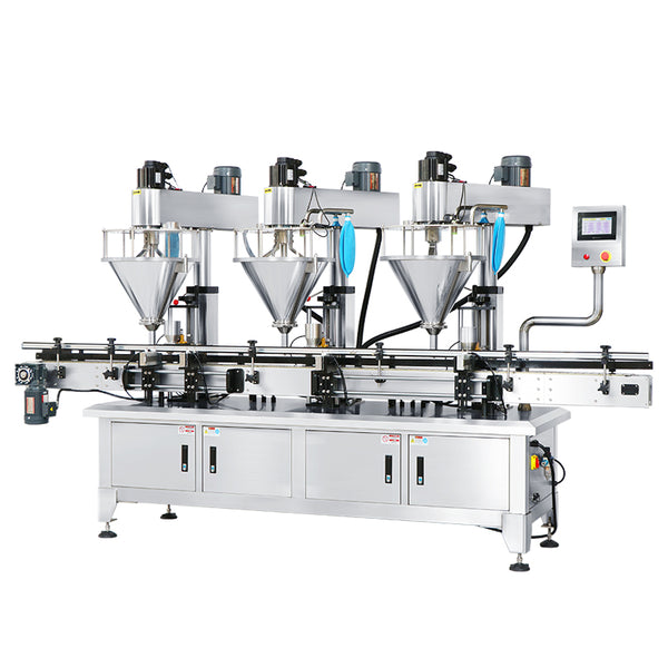 ZONESUN ZS-FM4A Auto 3 Head Auger Filler Servo Motor Flour Milk Chili Cocoa Ground Coffee Powder Filling Machine