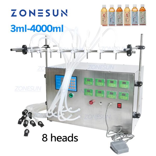 ZONESUN 8 Nozzles Diaphragm Pump Filling Machine Liquid