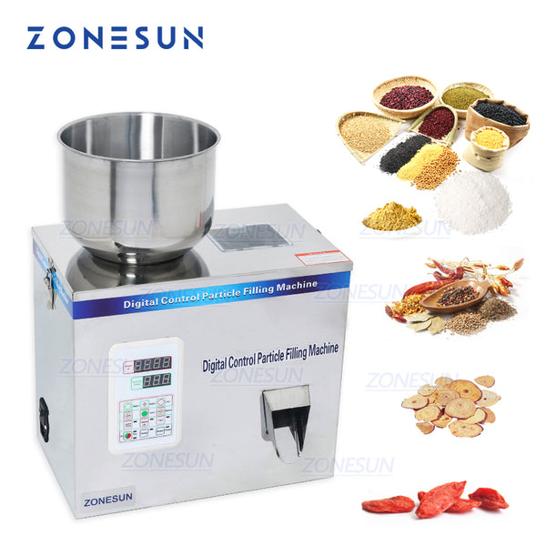 ZONEPACK Powder Filling Machine Automatic Intelligent Particle Weighing Grain Medicine Seed Fruit Salt Packing Filler 1-100g