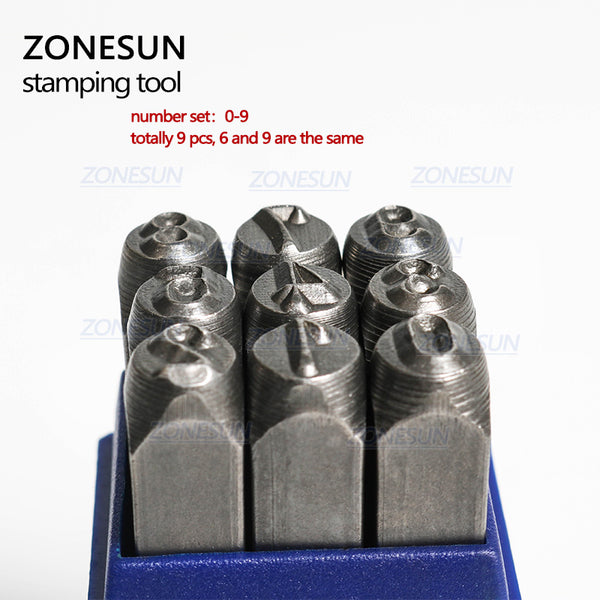 ZONESUN 9PCS Carbon Steel Antique Pewter Number 0 to 9