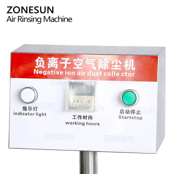 ZONESUN ZS-NIC1 Semi-automatic Negative Ion Dust Removal Machine Plastic Glass Bottle Air Rinser Cleaning Machine