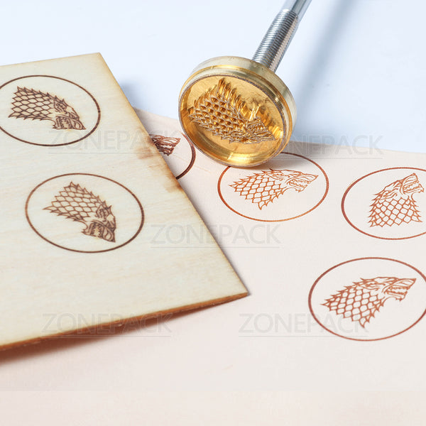 ZONESUN Custom Logo With 5mm Diameter Wooden Handle Branding Iron Wood Burning Stamp Heating for Leather Wood Paper