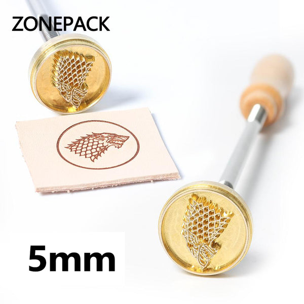 ZONESUN Custom Logo With 5mm Diameter Wooden Handle Branding Iron Wood Burning Stamp Heating for Leather Wood Paper