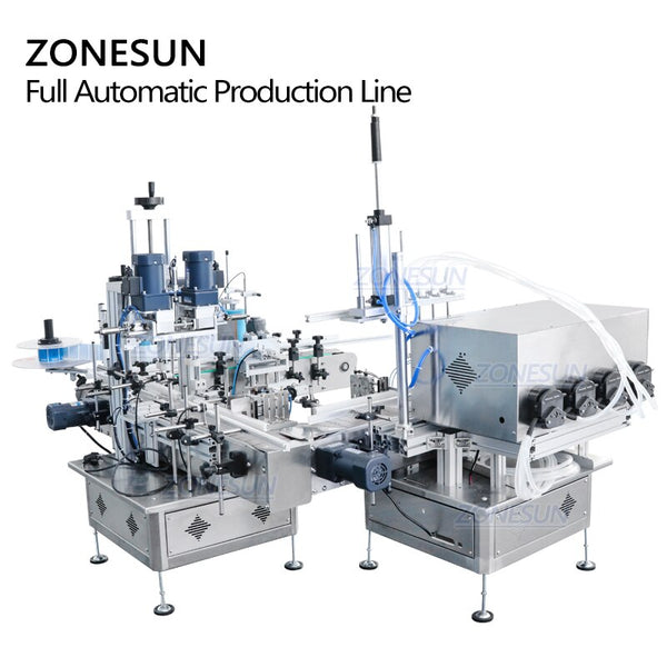 ZONESUN ZS-FAL180C7 U Shape Conveyor  Juice Beverage Liquid Peristaltic Pump Automatic Filling Capping Labeling Machine