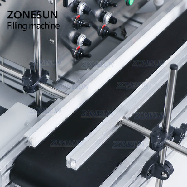 ZONESUN 4 Nozzles Automatic Bottle filling machine CNC Filler With Conveyor Corrosive Alcohol Eye Drop Syrup Cosmetic Liquid