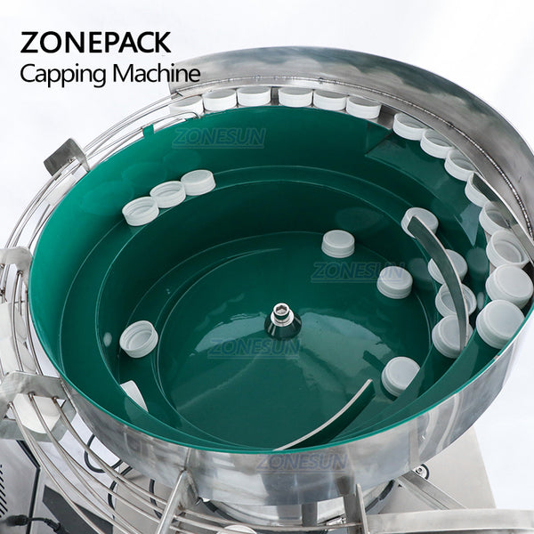 ZONEPACK Automatic Pump Spray Beverage Bottle Capping Machine with Vibratory Cap Feeder for Production Line