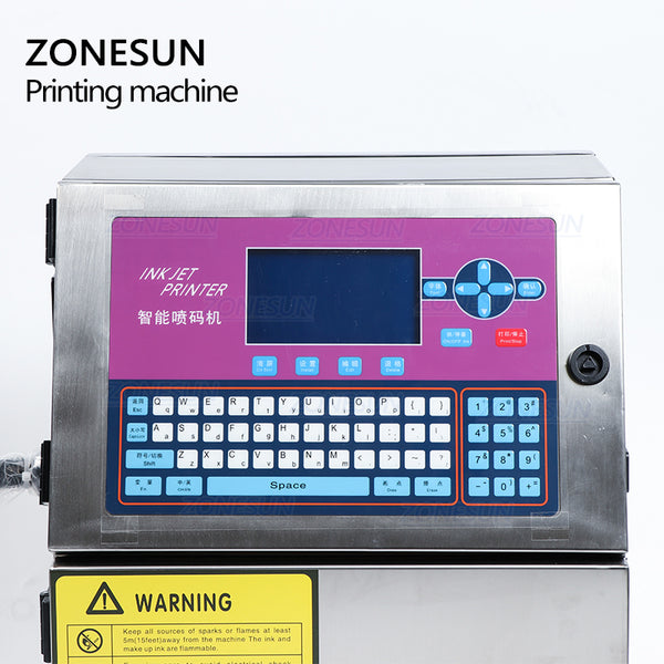 ZONESUN ZS-IIP800 Automatic Printer PVC Plastic Bottle Carton Date Inkjet Printer Printing Machine With Bracket For Production Line