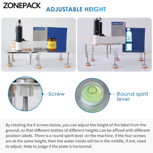 ZONESUN Manual Bottle Labeling Machine Label Sticker The Label Wizard Adjust Height Plastic Glass Round Square Bottle Jar