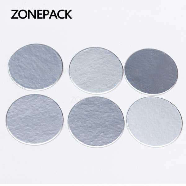 ZONEPACK Induction Sealing Customized Size Plastic laminated Aluminum Foil Lid Liners 500pcs/packed for PP PET PVC PS ABS glass bottles