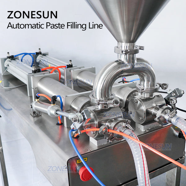 ZONESUN ZS-FAL180R9 Desktop Double Head Piston Pump Paste Filling Capping And Labeling Machine Line