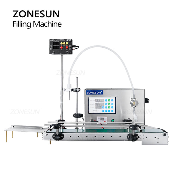 ZONESUN Magnetic Pump Automatic Liquid Filling Machine With Conveyor Belt ZS-DTMP1S