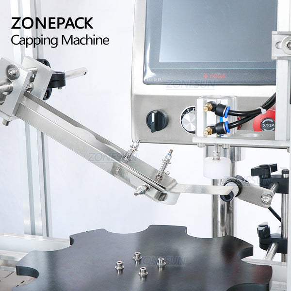 ZONEPACK Automatic Pump Spray Beverage Bottle Capping Machine with Vibratory Cap Feeder for Production Line