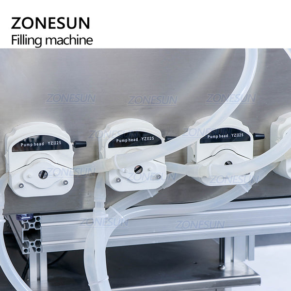 ZONESUN ZS-DTPP4E Pneumatic Automatic 4 Nozzles Liquid Filling Machine Lotion Eye Drops Juice Oil Gel Filler Peristaltic Pump