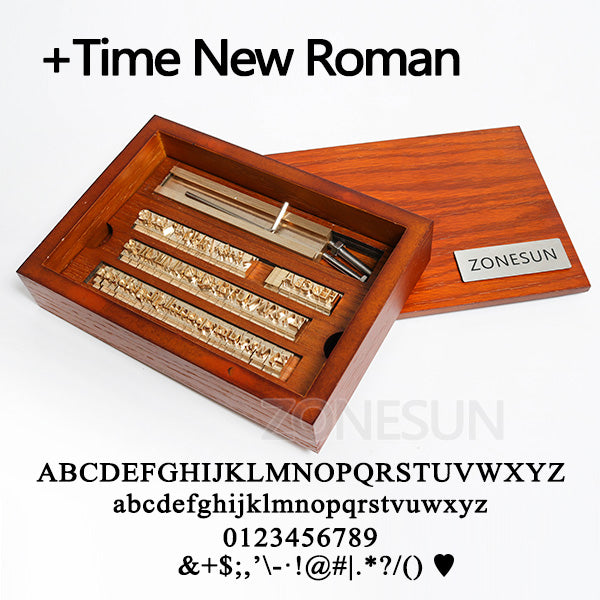 ZONESUN 184PCS Alphabet Letter Stamp Set Hot Foil Stamping Machine Custom Logo Bass Letters - 85pcs Times New Roman with wood box / A6mm