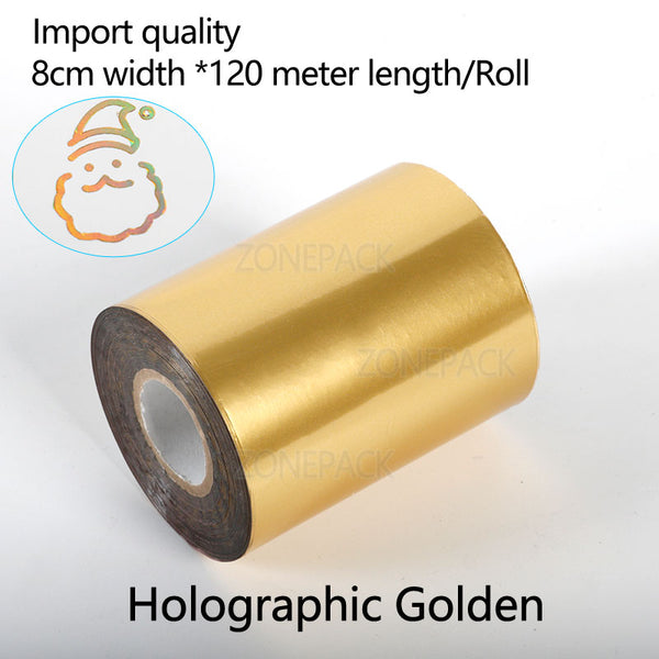 ZONEPACK 8cm Rolls Hot Foil Stamping Paper Heat Transfer Anodized Gilded Paper for Leather PU Wallet Hot foil stamping - Holographic golden / 8cm - Holographic golden / 10cm