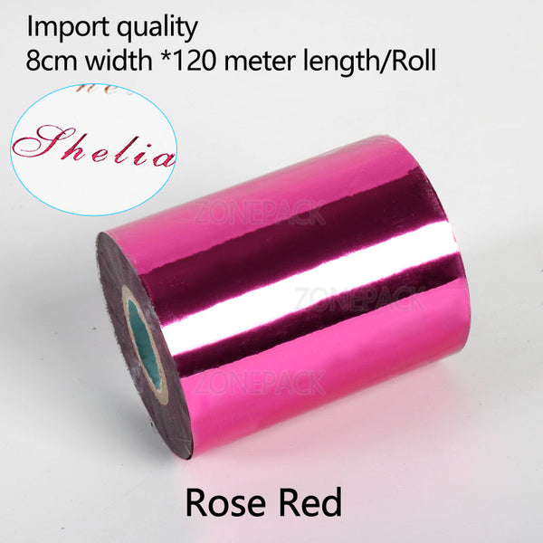 ZONEPACK 8cm Rolls Hot Foil Stamping Paper Heat Transfer Anodized Gilded Paper for Leather PU Wallet Hot foil stamping - Rose red / 8cm - Rose red / 10cm