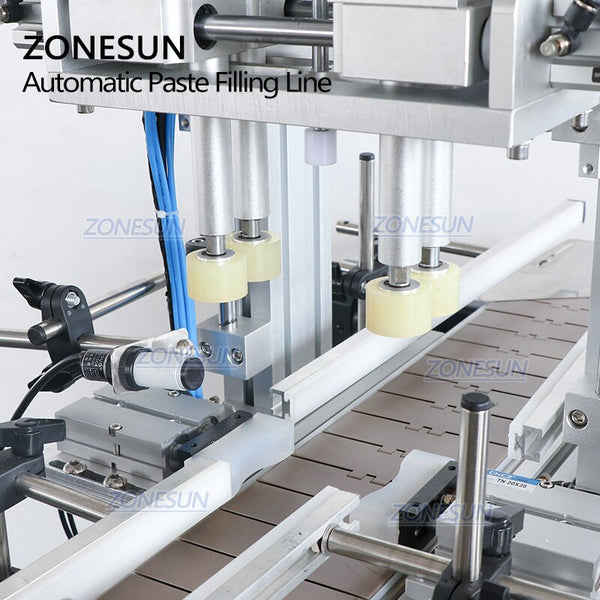 ZONESUN ZS-FAL180C8 Paste Shampoo Shower Gel jam Glass cream cosmetic Bottle Double Nozzles Filling Capping Labeling Machine