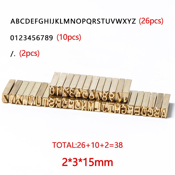 ZONESUN Alphabet Letter Fonts Of Ribbon Printer Heat Stamping Head Hot Stamping Spare Part Expiration Code Printing Machine - 2x3x15 mm 38PC