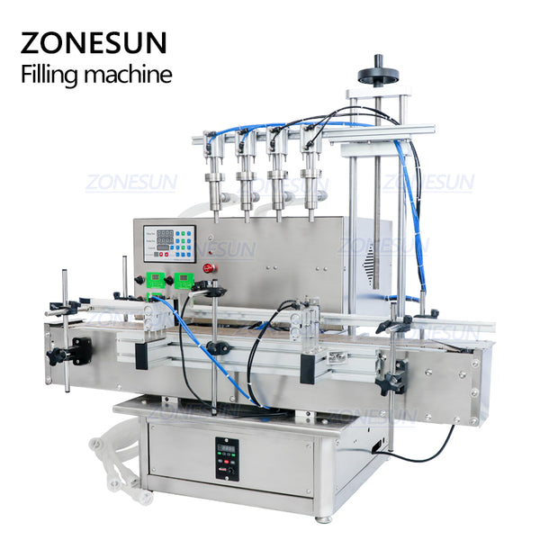 ZONESUN ZS-DTPP4E Pneumatic Automatic 4 Nozzles Liquid Filling Machine Lotion Eye Drops Juice Oil Gel Filler Peristaltic Pump