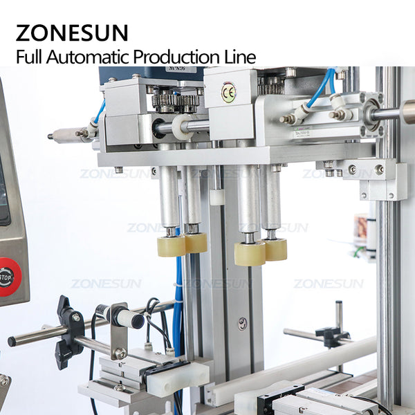 ZONESUN ZS-FAL180X4 4 Heads Magnetic Pump Liquid Filling Capping And Labeling Machine Line