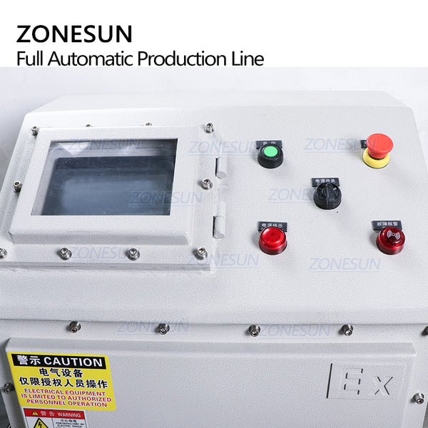 ZONESUN Full Automatic Explosion Proof Production Line Inflammable Liquid Alcohol Paste Servo Filling Capping Labeling Machine