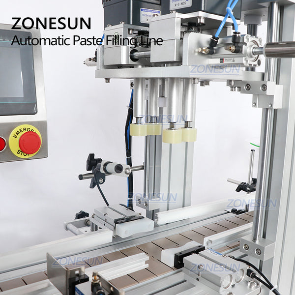 ZONESUN ZS-FAL180R9 Desktop Double Head Piston Pump Paste Filling Capping And Labeling Machine Line