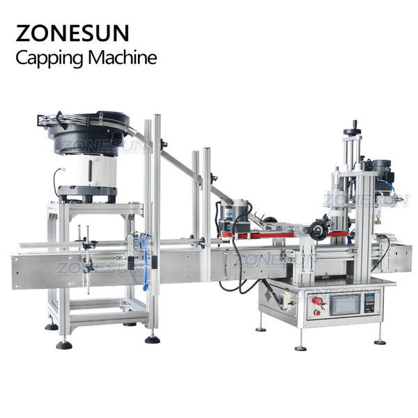 ZONESUN ZS-XG1870P Automatic Tabletop Tightening  Bottle Capping Machine Line With Vibratory Bowl