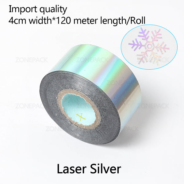 ZONESUN Hot foil Stamping Paper Heat Transfer Foil Roll - 4cm / Laser Silver