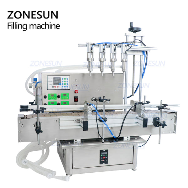 ZONESUN ZS-DTPP4E Pneumatic Automatic 4 Nozzles Liquid Filling Machine Lotion Eye Drops Juice Oil Gel Filler Peristaltic Pump