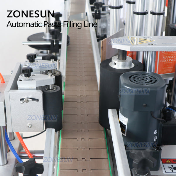 ZONESUN ZS-FAL180R9 Desktop Double Head Piston Pump Paste Filling Capping And Labeling Machine Line