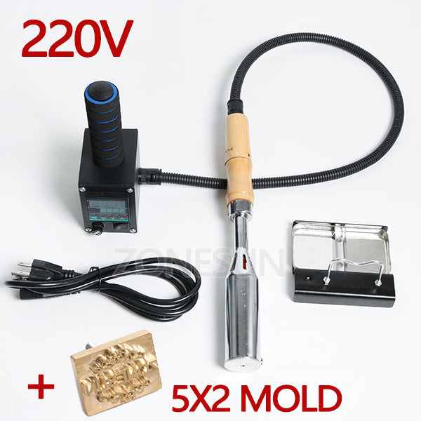 ZONEPACK Embossing Machine Handheld soldering Iron for Leather Wood Wedding Cake Embossing Custom Logo Hot Stamping Machine - 220V with mold 5x2cm