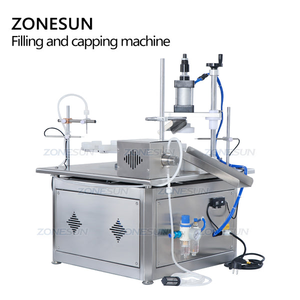 ZONESUN ZS-AFC1C Magnetic Pump Reagent Tube Plastic Ampoule Small Bottle Rotary Liquid Filling And Cap Pressing Machine