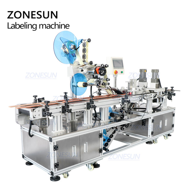 ZONESUN ZS-TB113B Container Automatic Top Bottom Plane Adhesive Box Labeling Machinery Automatique Sticker For Flat Surface